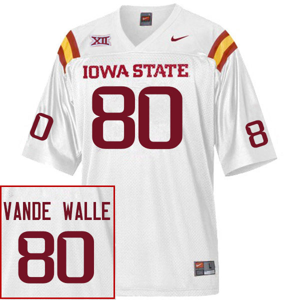 Men #80 Jonathan Vande Walle Iowa State Cyclones College Football Jerseys Stitched Sale-White